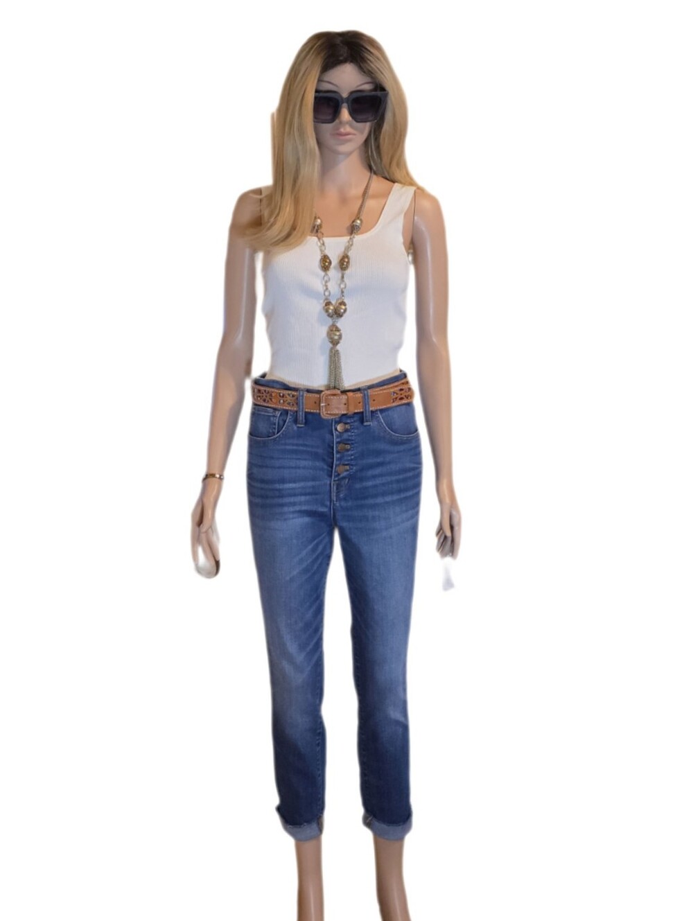 Madewell 10" High Rise Skinny Crop Button Fly Jeans Sz 28 Medium Wash